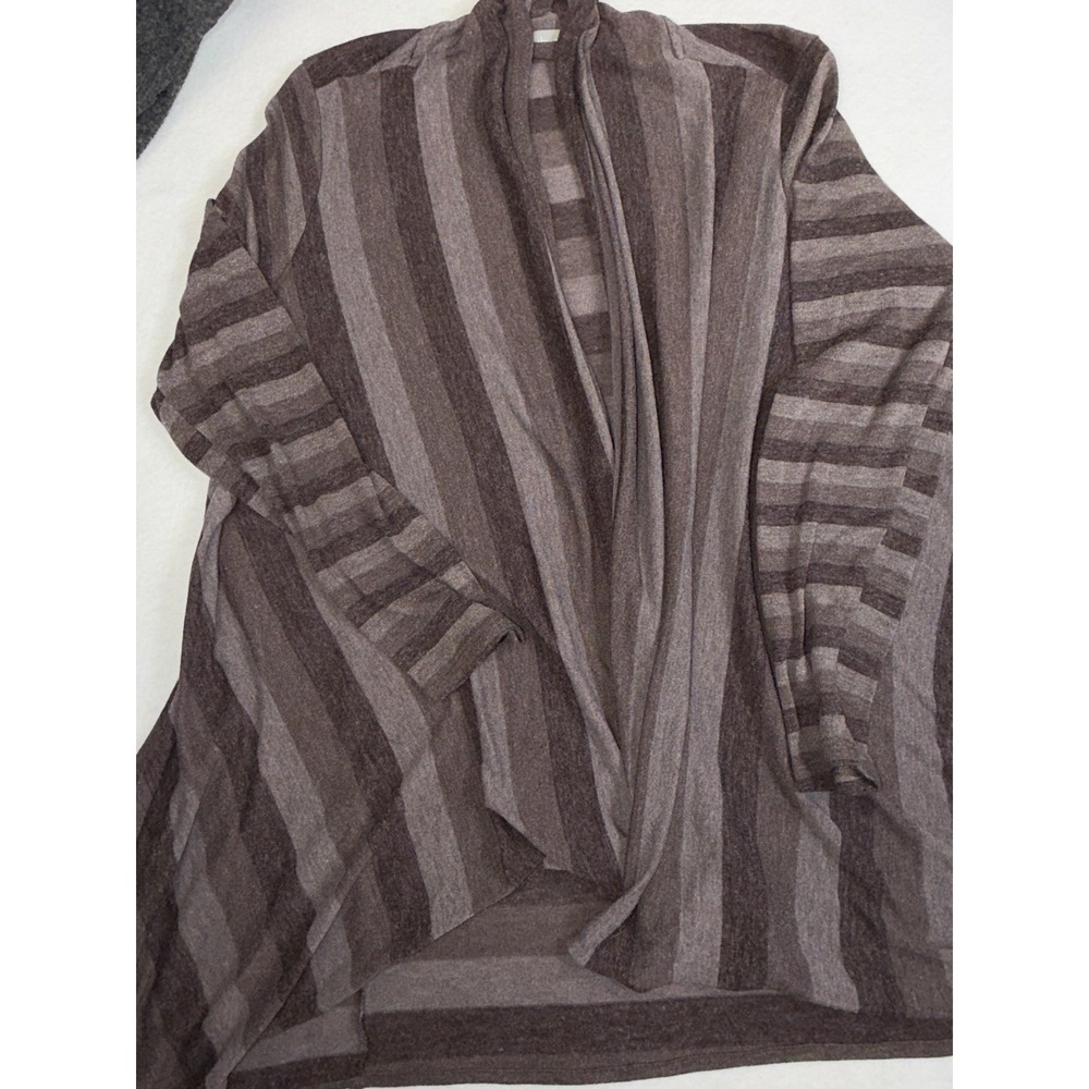 Olivia Moon Womens 1X Brown Striped Open Front Cardigan Tie Front Lightweight - Picture 2 of 10